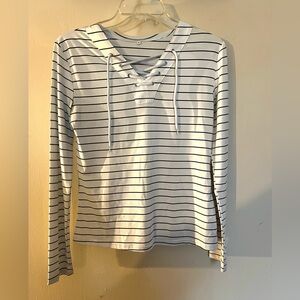 Striped Lace-Up Women's Top